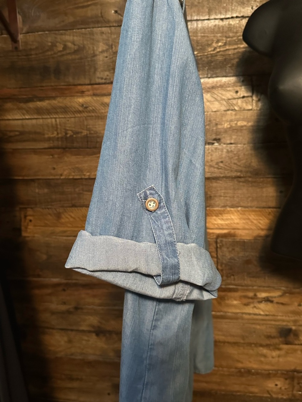Philosophy Roll Tab Chambray Top - Picture 3 of 5